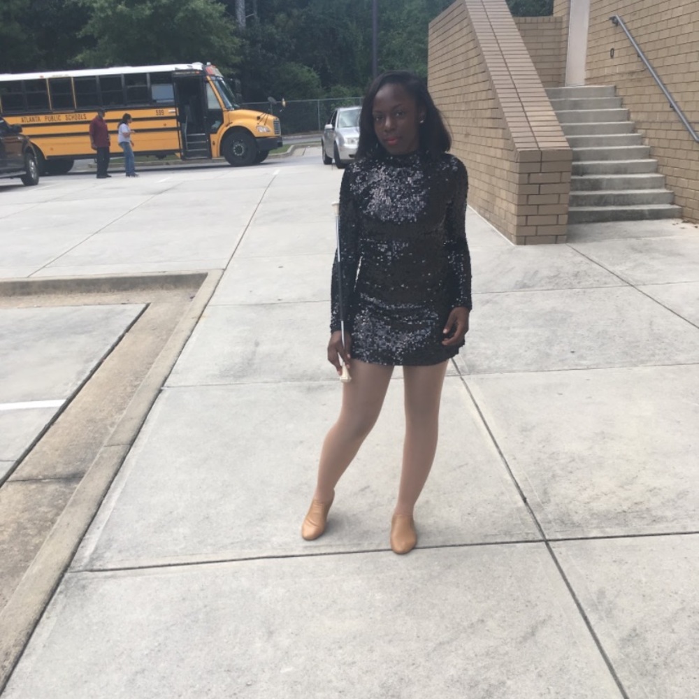Sequence black majorette outfit